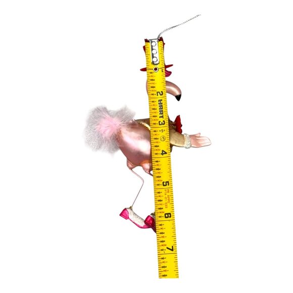 Vintage Dancing With Stars Fred Astaire Liberace Pink Flamingo Ornament Glitter - Picture 4 of 4